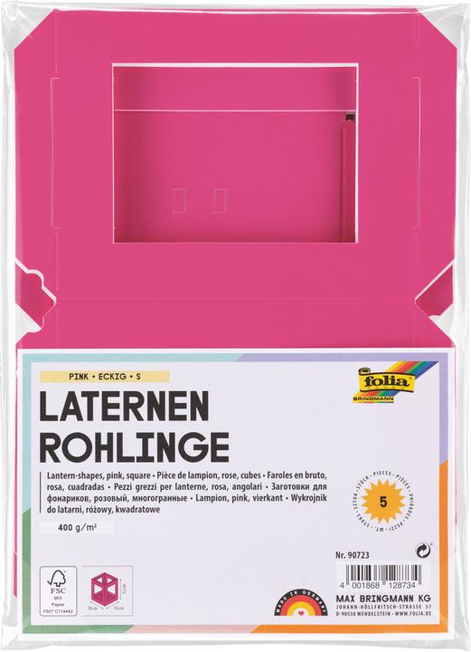 Produktbild Folia Mini-Laternen-Zuschnitt, 100 x 100 x 120 mm, pink