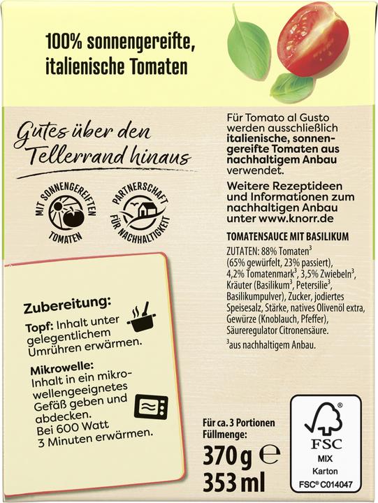 Immagine prodotto Knorr Pomodoro al Gusto Basilico (370 g)