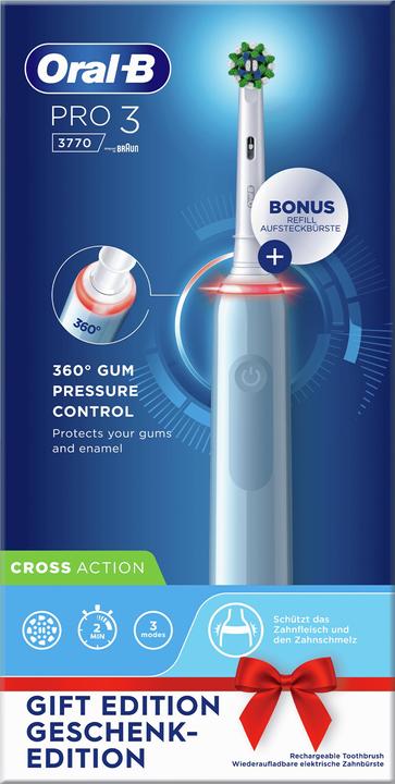 Image du produit Oral-B PRO 3 3770 brosse à dents électrique, bleu (Brosse à dents oscillo-rotative)