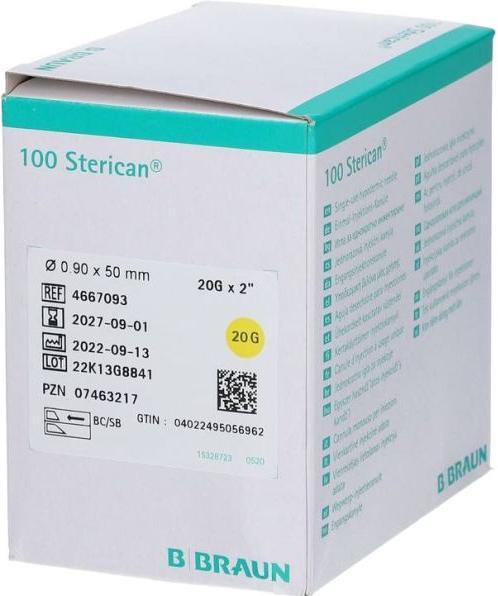 Image du produit B.Braun Aiguille 20G 0.90 x 50mm jaune Luer, 100 pièces