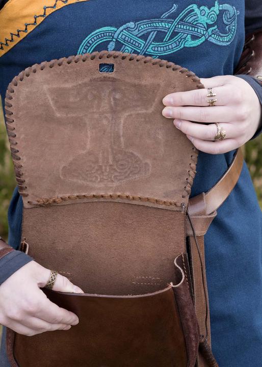 Immagine prodotto Battle Merchant Marsupio da cintura in pelle goffrata Thorshammer marrone