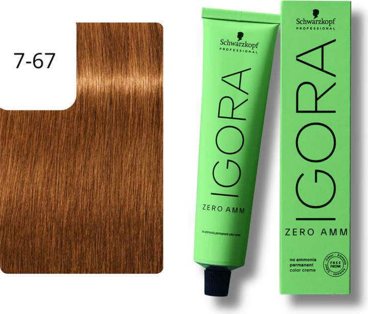 Actual product image Schwarzkopf Igora Zero AMM - 7-67 Medium Blonde Chocolate Copper (7-67 medium blonde chocolate copper)
