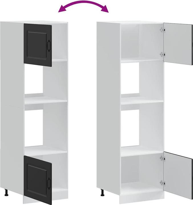 Produktbild VidaXL Herdumbauschränke 2 Stk. Lucca Schwarz Holzwerkstoff Backofenschrank (60 x 57 x 207 cm)