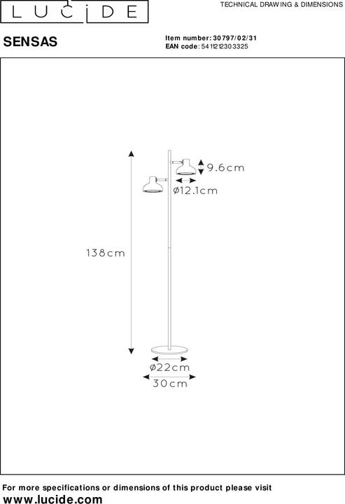 Actual product image Lucide SENSAS - Floor lamp - 2xES111 - Green 30797/02/33 (GU10)