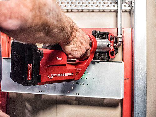Actual product image Rothenberger ROMAX Compact TT 18V battery press machine + 1x battery 2.0Ah + charger + press jaw set + (390 mm)