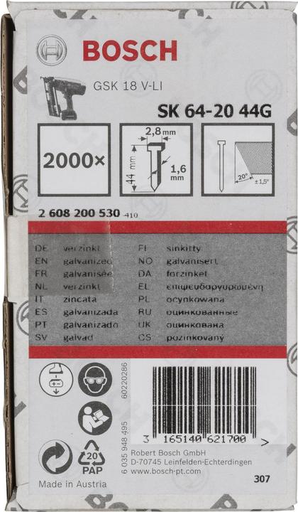 Image du produit Bosch Professional Zubehör Tige à tête fraisée SK64 20G, 44 mm galvanisé
