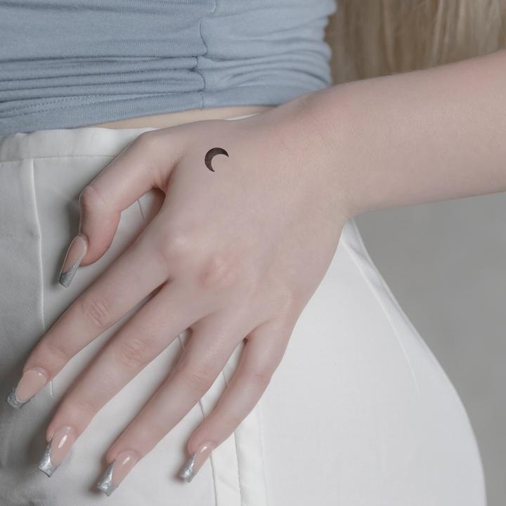 Actual product image minink Temporary tattoo - half moon filled in