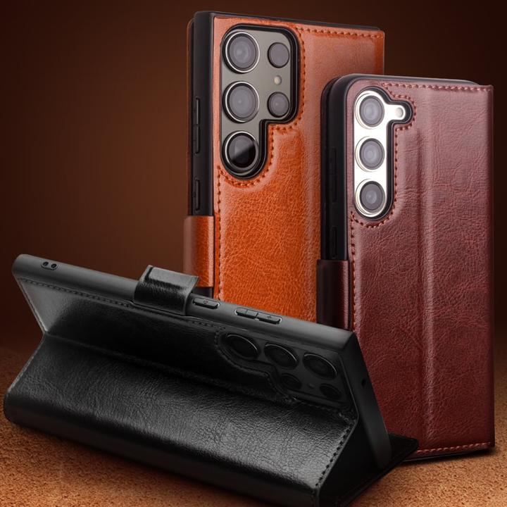 Immagine prodotto QiAlino Cover Flip con chiusura magnetica marrone scuro (Samsung Galaxy S24)
