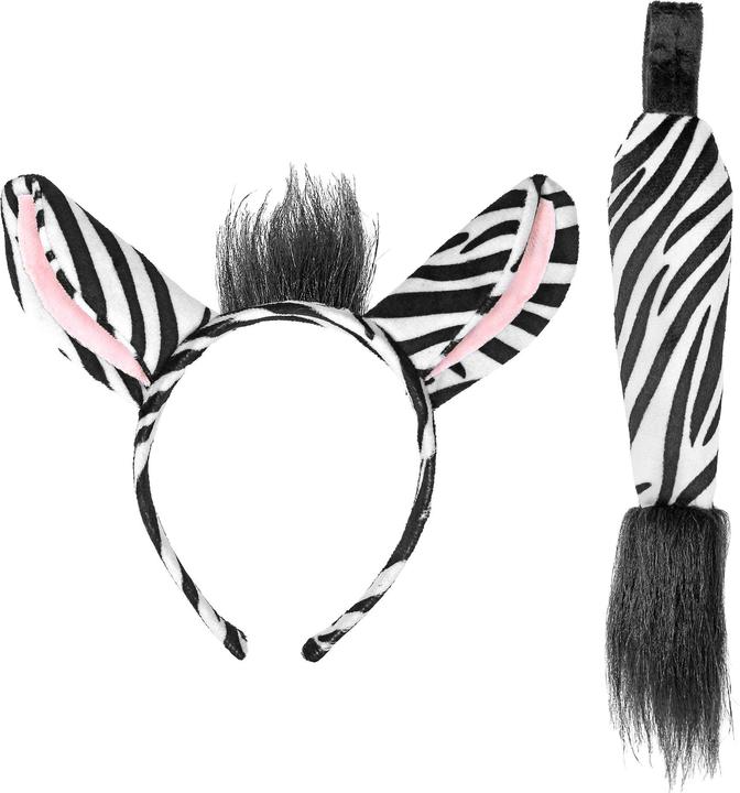 Image du produit Widmann Set zèbre avec oreilles et queue en peluche pour adultes