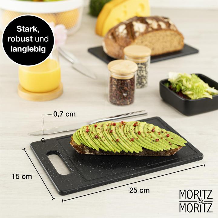 Immagine prodotto Moritz & Moritz 2X Taglieri in plastica con scanalatura per il succo in look granito - 25 x 15 cm