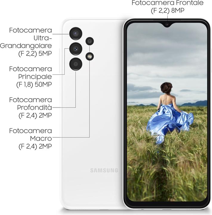 Actual product image Samsung Galaxy A13 EU (64 GB, White, 6.60", Dual SIM, 50 Mpx, 4G)