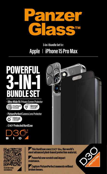 Immagine prodotto PanzerGlass Pacchetto Privacy 3 in 1 (1 Pezzo/i, Apple iPhone 15 Pro Max)