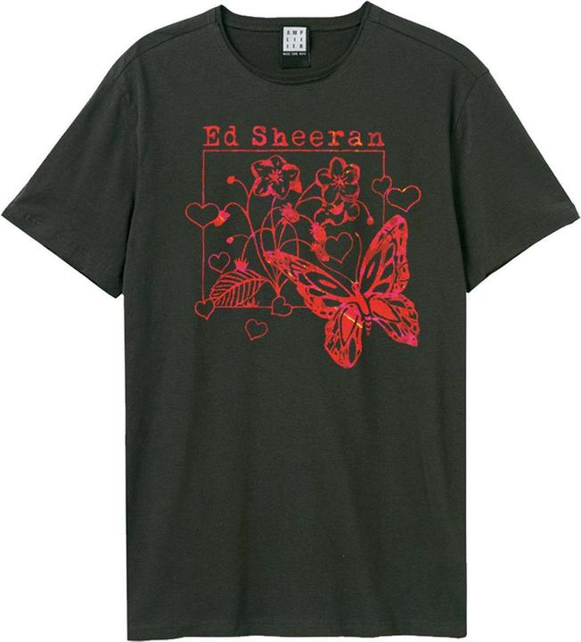 Actual product image Amplified Unisex Adult Line Art Butterfly Ed Sheeran T-Shirt (L)