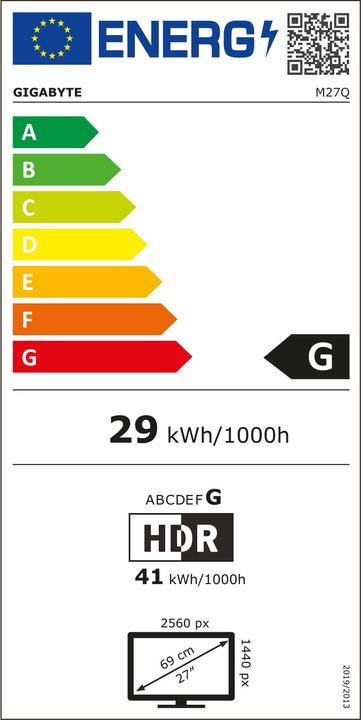 Energie-Label Gigabyte M27Q (2560 x 1440 Pixel, 27")