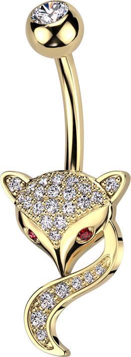 Actual product image Star Piercing Banana gold plated with ball crystal silver and fox crystals silver (Brass, Surgical steel 316L)