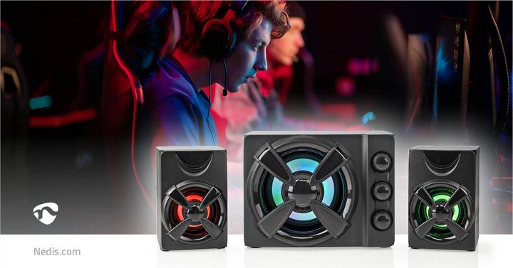 Produktbild Nedis Gaming-Lautsprecher | Lautsprecherkanäle: 2.1 | Stromversorgung über USB | 3.5 mm Stecker | 33