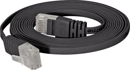 Tecline Cavo patch Cat.6 U/UTP, non schermato, piatto, nero, cavo patch superflat da 2,0 m ad esempio per (U/UTP, CAT6, 2 m)