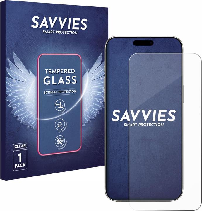 Produktbild Savvies Panzerglas Displayschutz 9H Schutzglas Glas Klar Transparent (1 Stück, Apple iPhone 16 Plus)