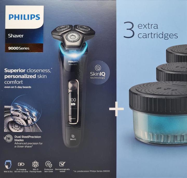 Immagine prodotto Philips S9986/63 Rasoio elettrico a secco e umido Serie 9000, tecnologia SkinIQ, ricarica e...