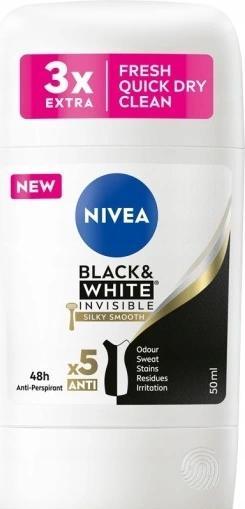 NIVEA Niveaack&White Invisible Silky Smooth Antiperspirant Stick 50Ml (Stick, 50 ml)