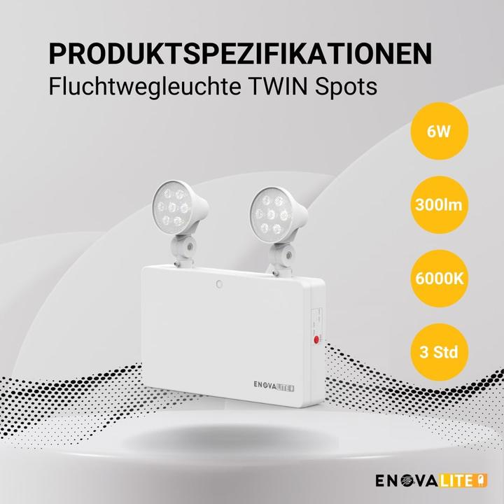 Image du produit Enovalite Luminaire de chemin de fuite à LED, 6 W, Twin Spot, montage mural