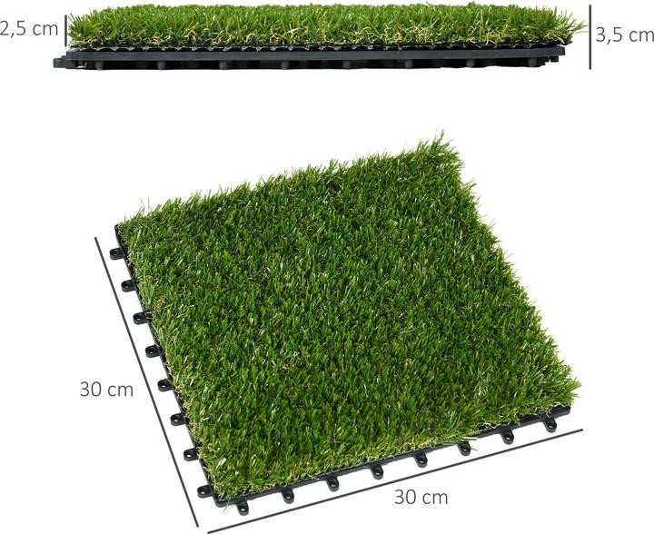 Immagine prodotto Outsunny Set di sistemi a innesto per erba artificiale da 10 pezzi con funzione di drenaggio e 11.000 fibre (10 x)