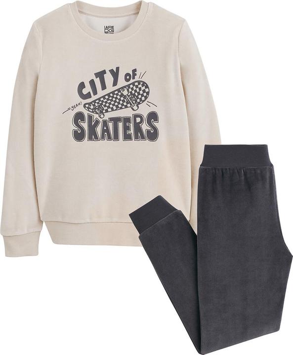 La Redoute Collections Pyjama aus Samt mit Skaterprint