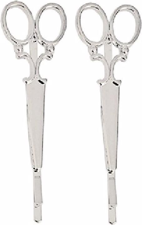 A&A Haarklemmen Schere silber 2er Pack Metall-Look (2 Stk.)