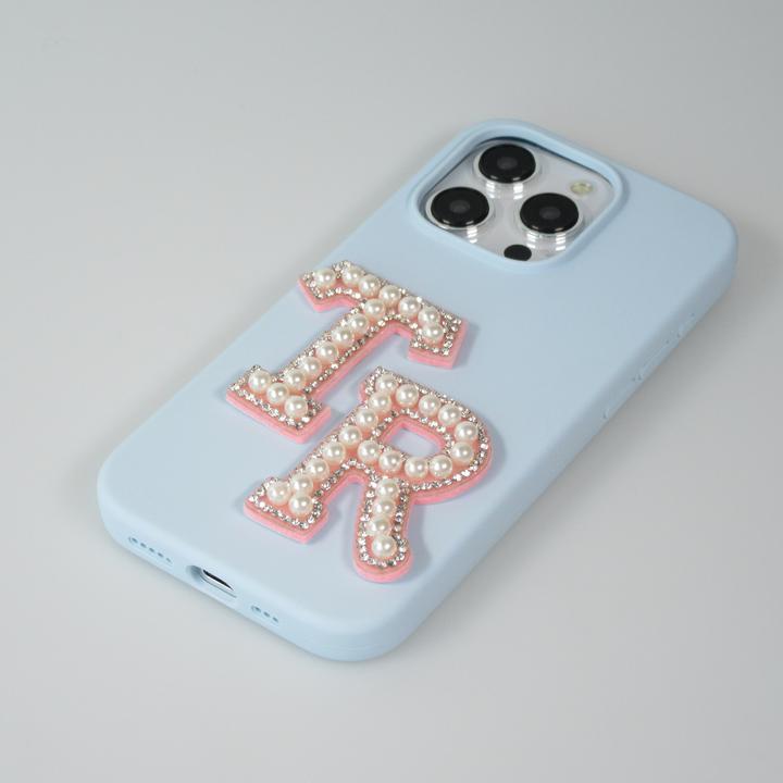 Image du produit PhoneLook Autocollant sticker pour téléphone/tablette/ordinateur brodé en 3D pearls rose Lettre Q
