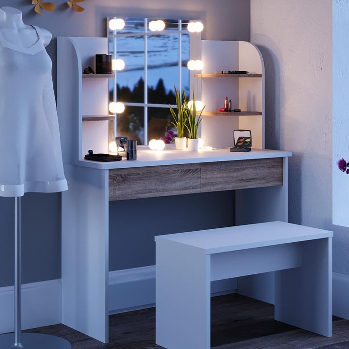 Produktbild Vicco Charlotte mit Hocker und Beleuchtung (108 x 40 x 139 cm)