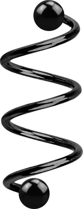 Actual product image Star Piercing Micro spiral black with two balls (without brass, Surgical steel 316L)