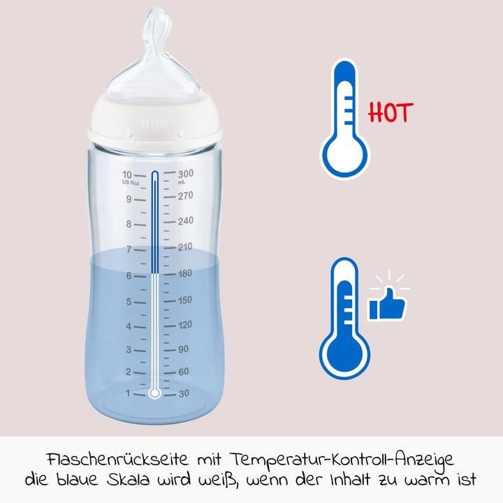 Produktbild NUK First Choice+ 3er-Flaschen-Set mit Temperature Control, 300ml, 0-6 Monate, beige, blau, weiss (300 ml)