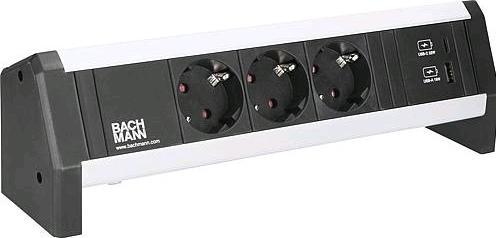 Immagine prodotto Bachmann Ciabatta elettrica da tavolo ALU 3xSchuko1x Caricatore USB A e C 22W (3 x, CEE 7/3)