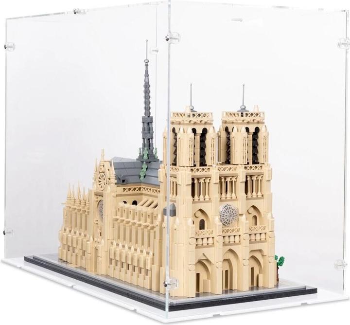 iDisplayit Présentoir en acrylique pour LEGO® 21061 Notre-Dame de Paris (avec fond blanc)