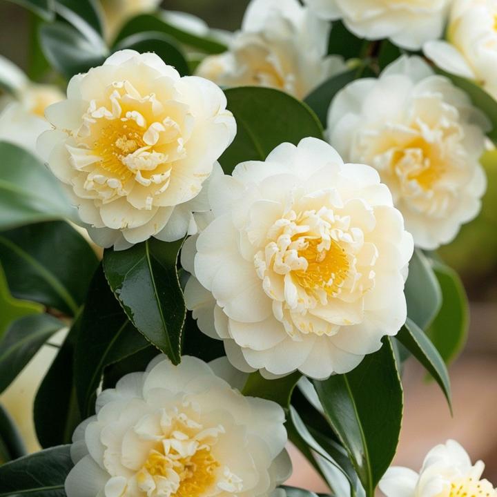 Produktbild Plant in a Box Camellia japonica Brushfield Yellow - 2er Set Japanische Rosen (50 cm)