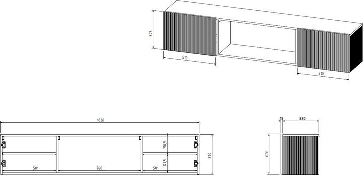 Produktbild Cama RTV ROTA 183x35x37 schwarz matt + weisser Kaminsims (183 x 35 x 37 cm)