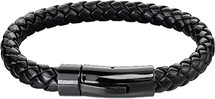 Immagine prodotto Star Piercing Bracciale in ecopelle nero con chiusura nera (21.60 cm, Ecopelle, Acciaio chirurgico 316L, senza ottone)