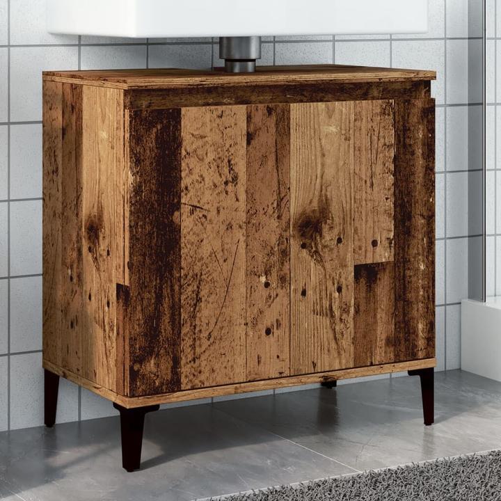 Produktbild VidaXL Waschbeckenunterschrank Unterschrank Badschrank Badmöbel Altholz-Optik (58 x 33 x 60 cm)