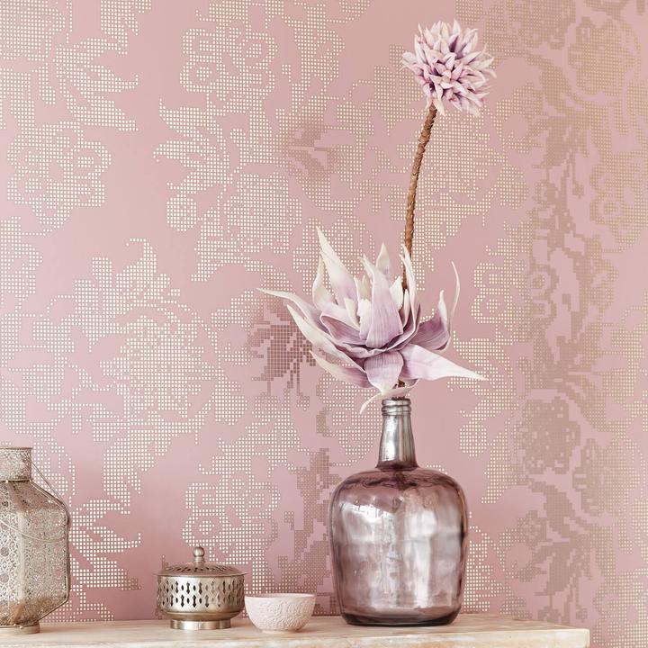 Actual product image Eijffinger Yasmin Design wallpaper floral pattern pink