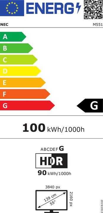 Energie-Label NEC MultiSync M551 (3840 x 2160 Pixel, 55")