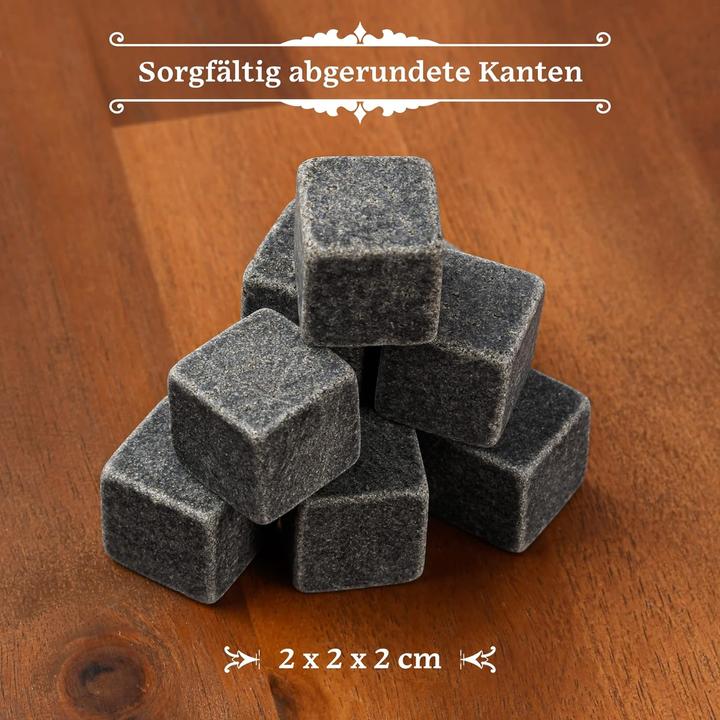 Actual product image Gourmeo 8 Whiskey stones in wooden box L, 2 glasses (Whisky stones)
