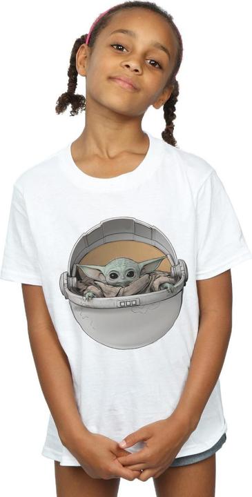 Actual product image Star Wars Girls The Mandalorian The Child Basket Cotton T-Shirt (152, 158)