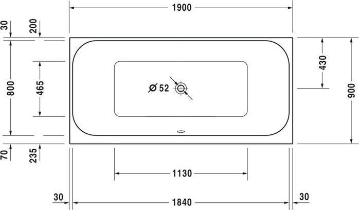 Produktbild Duravit Rechteckbadewanne Doppelbadewanne Happy D,2 90 x 190 cm wei glatt 700315000000000 (330 l, 190 cm, 90 cm)