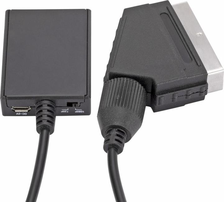 Image du produit Apfelkiste Scart auf HDMI 1080p FullHD Konverter Adapter Kabel für TV / PC / DVD - Schwarz 70cm