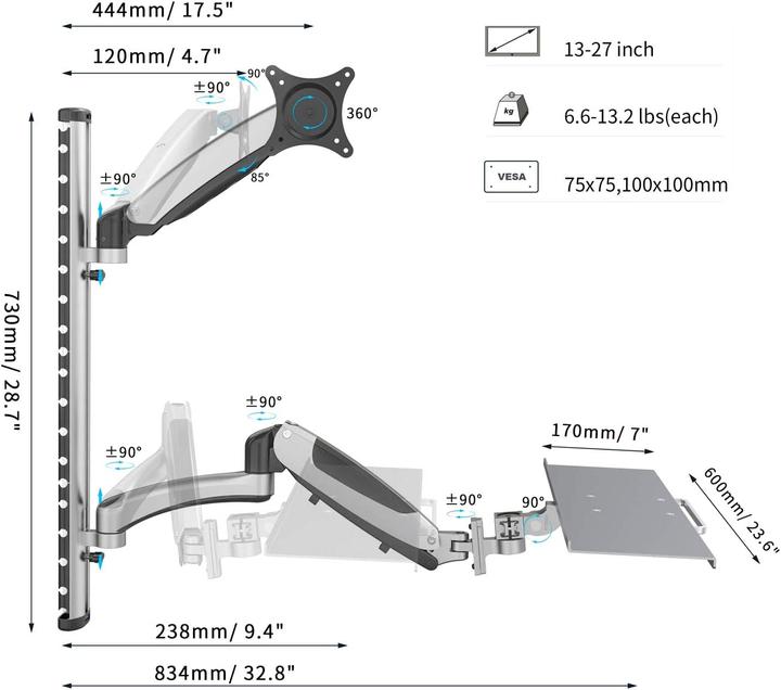 Actual product image Digitus Flexible workstation,wall dm. (Wall, 27")
