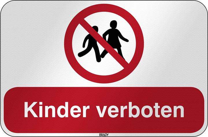 Actual product image Brady P/P036/DE116/RFL-590X390-1, ISO safety sign - No access for children, laminated pole