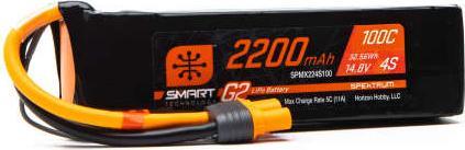 Spektrum LiPo Pack 2200mAh 4S 14.8V Smart G2 LiPo 100C IC3 (14.80 V, 2200 mAh)