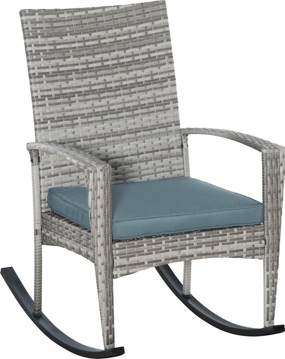 Produktbild Outsunny Polyrattan Schaukelstuhl mit Kissen