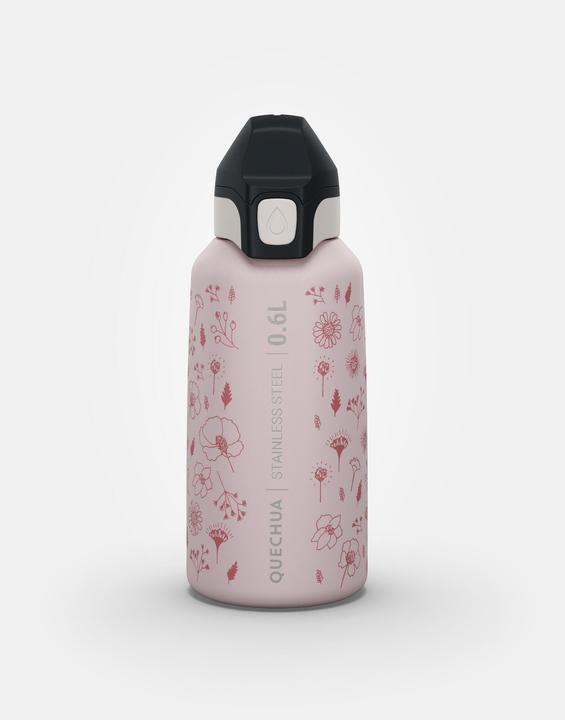 Actual product image Quechua Children's drinking bottle 0.6 l stainless steel with quick-release fastener - pink (0.60 l)