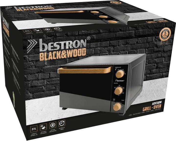Actual product image Bestron 31 litre grill oven, Black & Wood series